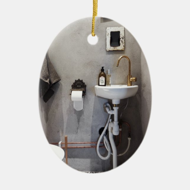 Ornamento De Cerâmica Funky Bathroom (Frente)