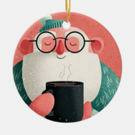 Ornamento De Cerâmica Funny A Cheerful Man With Glasses Happy Holiday 