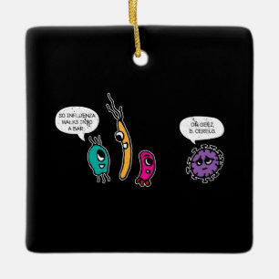 Ornamento De Cerâmica Funny Bacteria Pun Biology Science Biologist