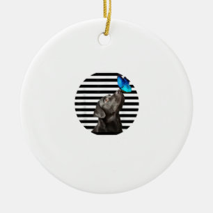 Ornamento De Cerâmica Funny Black Labrador Retriever Lab Proprietário De