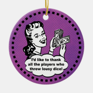 Ornamento De Cerâmica Funny Bunco Player Vencedor Da Vintagem Purple