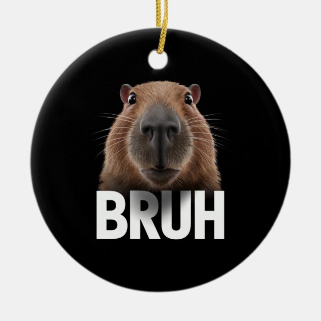 Ornamento De Cerâmica Funny Capybara Bruh (Frente)