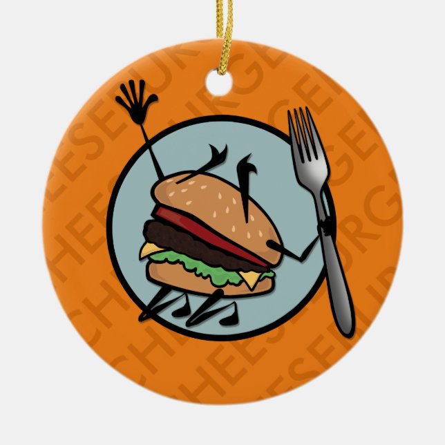 ORNAMENTO DE CERÂMICA FUNNY CHEESEBURGER ROUND CERAMIC ORNATION (Frente)
