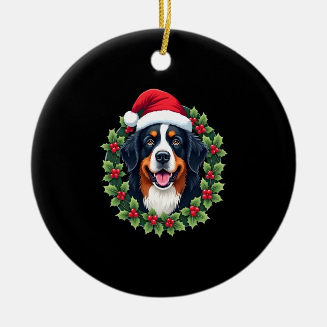 Ornamento De Cerâmica Funny Christmas Bernese Mountain Dog Tank Top (Frente)
