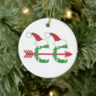 Ornamento De Cerâmica Funny Christmas © Cross Country Running (2-sided)