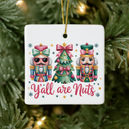 Ornamento De Cerâmica Funny Christmas Y'all are Nuts Ornaments