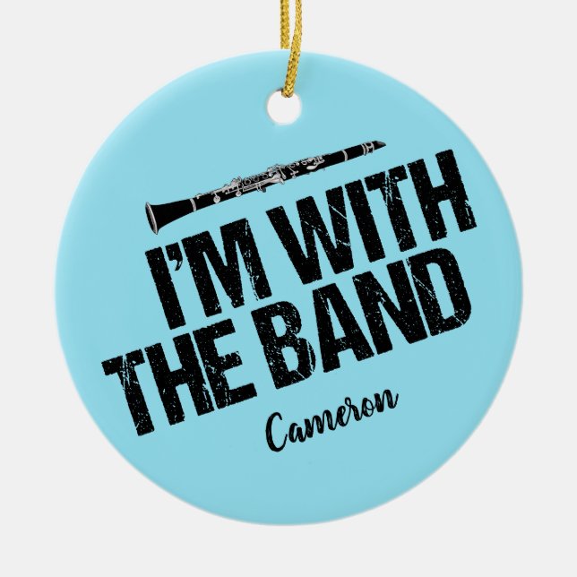 Ornamento De Cerâmica Funny Clarinet Player Blue Natal (Frente)