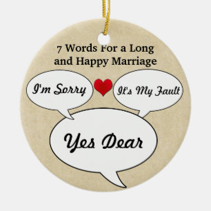 Ornamento De Cerâmica Funny & Cute Wedding Advice Christmas Ornament