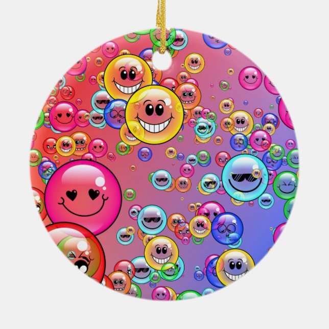Ornamento De Cerâmica Funny Emoji Bubbles (Traseira)