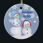 Ornamento De Cerâmica Funny Goodbye 2020 Snowman Cerâmica Ornament<br><div class="desc">Funny Goodbye 2020 Snowman Cerâmica Ornament</div>