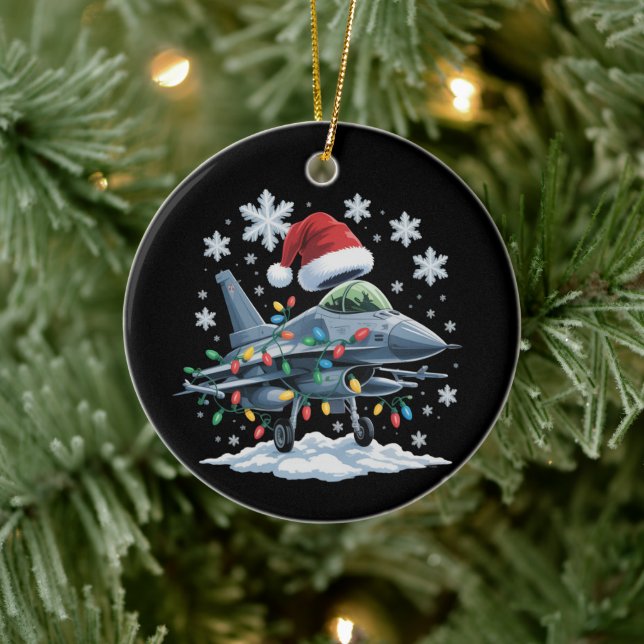 Ornamento De Cerâmica Funny Jet Fighter Military Christmas Holiday Xmas (Árvore)