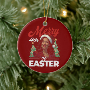 Ornamento De Cerâmica Funny Kamala Harris Natal Santa Hat