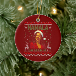 Ornamento De Cerâmica Funny Kamala Harris Santa Hat 2024 Natal