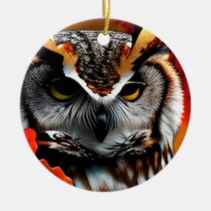 Ornamento De Cerâmica Funny Owl Pun de Natal
