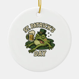 Ornamento De Cerâmica Funny Passed Out St. Patrick's Day Frog Vintage