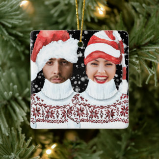 Ornamento De Cerâmica Funny Photo Personalized Christmas