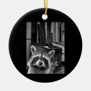 Ornamento De Cerâmica Funny Raccoon Selfie Raccoon Funny Raccoon