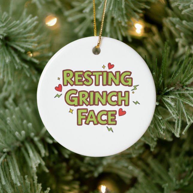Ornamento De Cerâmica Funny 'Resting Grinch Face' Christmas Decor (Árvore)