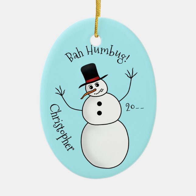 Ornamento De Cerâmica Funny rude snowman name and year (Frente)