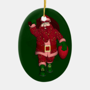 Ornamento De Cerâmica Funny Santa Claus Strawberry Farmer