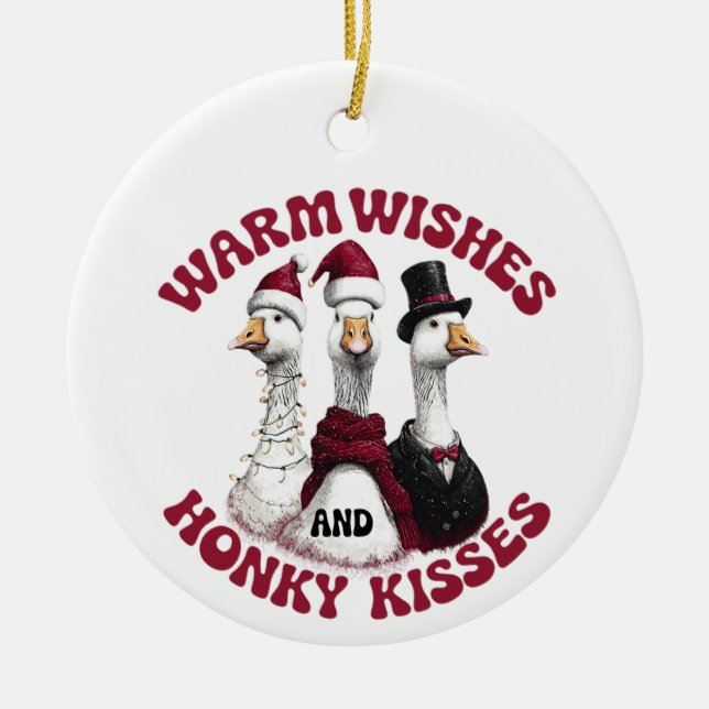 Ornamento De Cerâmica Funny Silly Goose Christmas Ornament (Frente)