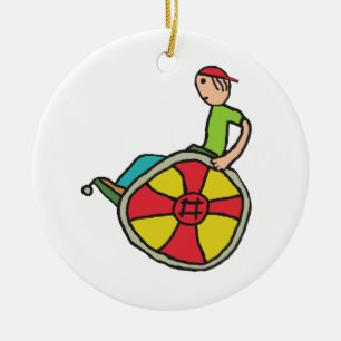 Ornamento De Cerâmica Funny Speedy Wheelchair User