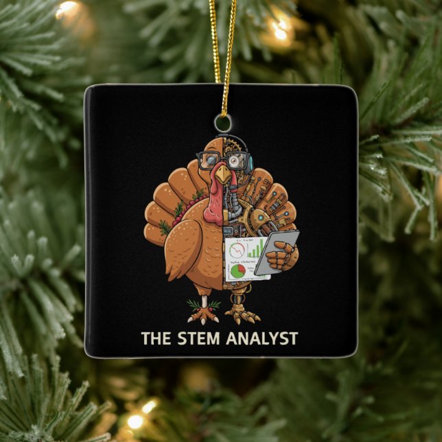 Ornamento De Cerâmica  Funny STEM Analyst Robot Turkey Thanksgiving Gift (Árvore)