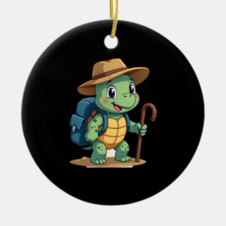 Ornamento De Cerâmica Funny Turtle Hiking Graphic Camping Lover Adventur