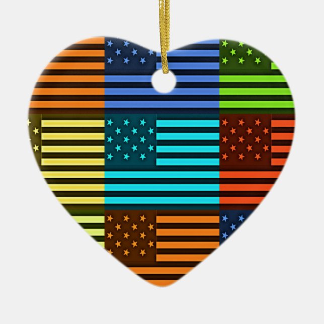 Ornamento De Cerâmica Funny USA Flag (Frente)