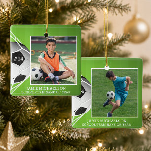 Ornamento De Cerâmica Futebol 2 Fotos Nome Número Equipe Personalizado