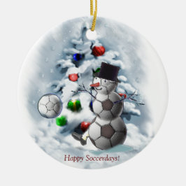 Ornamento De Cerâmica Futebol Ball Snowman Natal