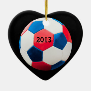 Ornamento De Cerâmica Futebol branco vermelho e azul