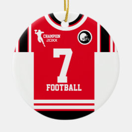 Ornamento De Cerâmica Futebol Champ Jersey Red White Ornament