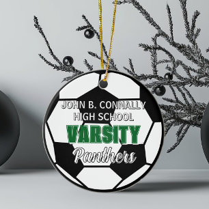Ornamento De Cerâmica Futebol de Universidade Verde Personalizado Natal