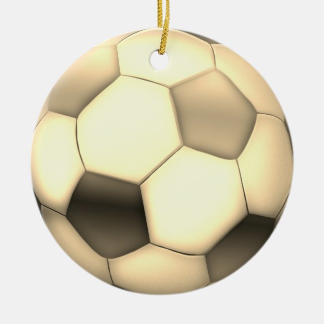 Ornamento De Cerâmica Futebol Dourado| Presente desportivo de futebol (Frente)