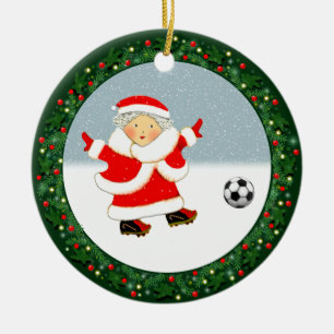 Ornamento De Cerâmica Futebol Feminino Colecionável de Natal