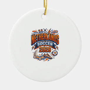 Ornamento De Cerâmica Futebol Holanda 2026 Futebol Bold País Tipogr