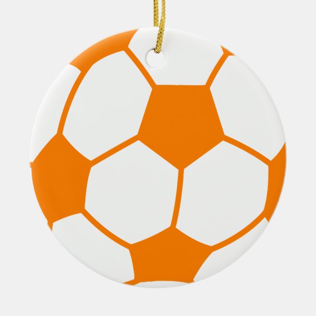 Ornamento De Cerâmica Futebol Laranja e Branco (Frente)