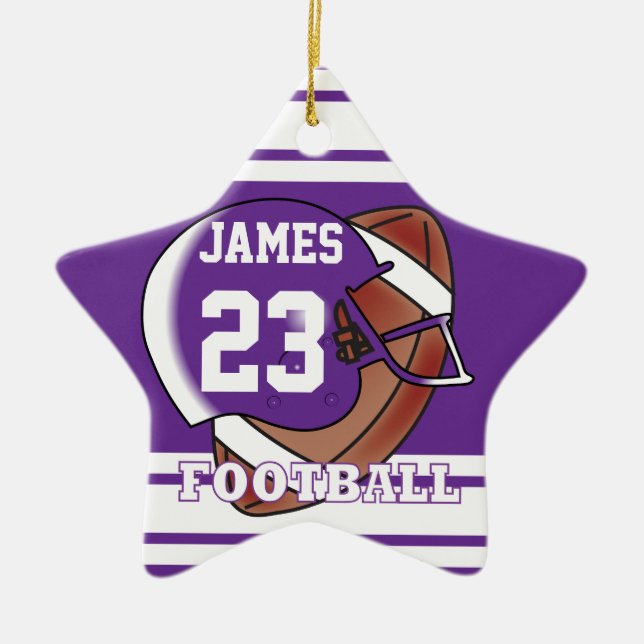 Ornamento De Cerâmica Futebol roxo e branco (Frente)