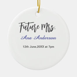 Ornamento De Cerâmica Futuro apelido de senhora noiva a ser roxo cinza n