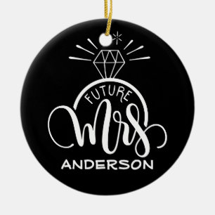 Ornamento De Cerâmica Futuro noivado de Natal Personalizado