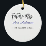 Ornamento De Cerâmica Futuro sobrenome da sra noiva roxo cinza nome da<br><div class="desc">design</div>
