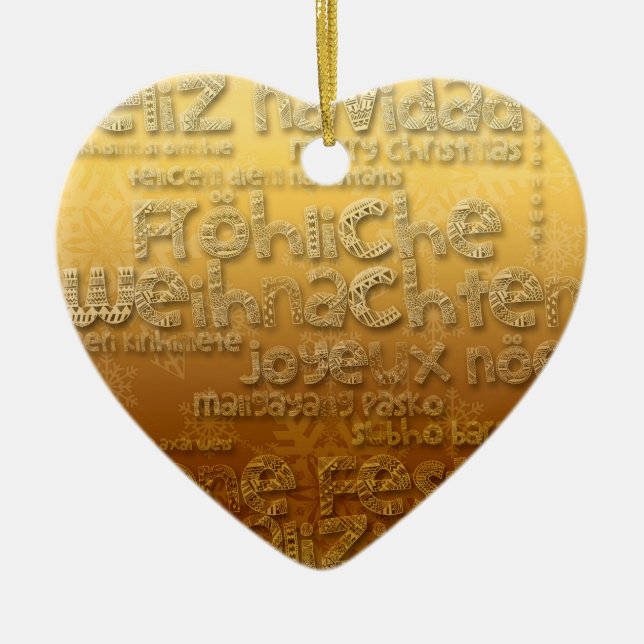 Ornamento De Cerâmica G International Weihnachten Navidad Heart Ornament (Frente)