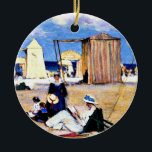 Ornamento De Cerâmica Gagnon - The Beach no Dinard, belas artes<br><div class="desc">The Beach no Dinard,  pintura popular do artista canadense Clarence Gagnon,  1909</div>