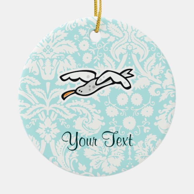 Ornamento De Cerâmica Gaivota bonito dos desenhos animados (Frente)