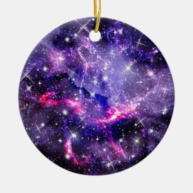 Ornamento De Cerâmica Galáxia, Universo, Estrelas, Padrão de Oferta Espa (Frente)