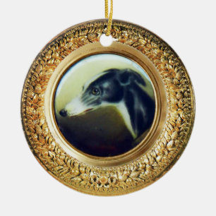Ornamento De Cerâmica Galgo DIMINUTO do irlandês dos RETRATOS do CÃO d