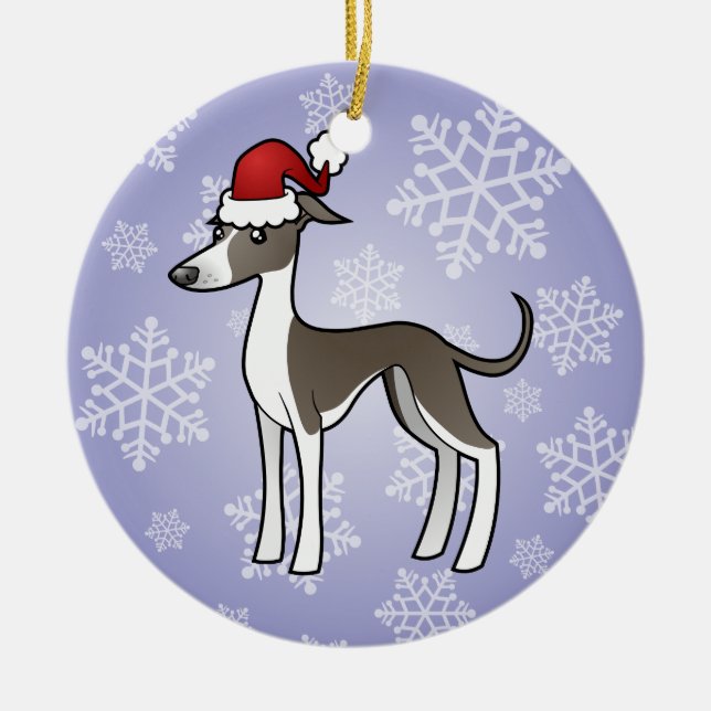 Ornamento De Cerâmica Galgo do Natal/Whippet/galgo italiano (Frente)
