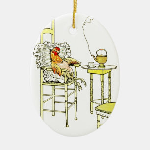 Ornamento De Cerâmica Galinha cansado que tem um Cuppa