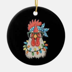 Ornamento De Cerâmica Galinha de Natal Luzes de Natal Agricultor Fazenda